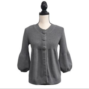Aphorism Y2K Gray Knitted Puff Sleeve Sweater Size M